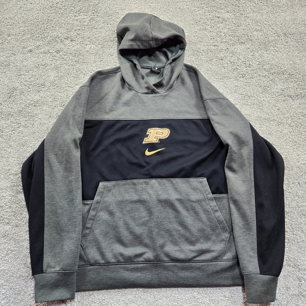 Purdue Boilermakers hoodie mens XL gray black Nike center swoosh fleece